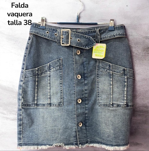 Falda vaquera estilo vintage, talla 38